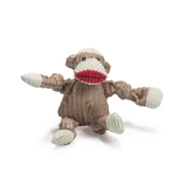 A front view of the HuggleHounds Stuey Sock Monkey Knottie® Plush Dog Toy.