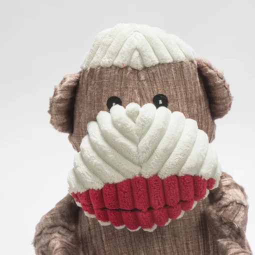 A front view of the HuggleHounds Stuey Sock Monkey Knottie® Plush Dog Toy.